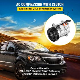 VEVOR CO 29001C 5005440AA 4710522 0610043 Universal Air Conditioner AC Compressor for Grand Caravan Town & Country A/C Compressor 471-0522 77374 78374