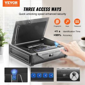 VEVOR Gun Safe for Pistols, Biometric Gun Safe with Three Quick Access Ways of Fingerprints, Passwords and Keys, Handgun Safe for 2 Pistols for Home