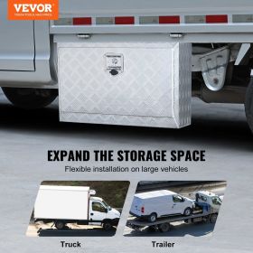 VEVOR Underbody Truck Box, 30"×14"×16" Pickup Storage Box, Heavy Duty Aluminum Diamond Plate Tool Box with Lock and Keys