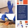 Disposable 14 Mil Blue Latex Gloves. Pack of 500 High Risk 3X-Large Glovs 12" Long with Textured Grid for Janitorial; Plumbing; Painting; Automotive;