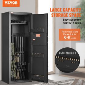 VEVOR 6-8 Rifles Gun Safe, Rifle Safe with Lock & Digital Keypad, Quick Access Tall Gun Storage Cabinet with Removable Shelf