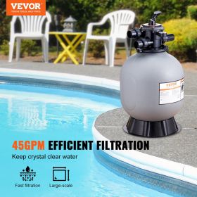 VEVOR Sand Filter, 19-inch, Up to 45 GPM Flow Rate, Above Inground Swimming Pool Sand Filter System with 7-Way Multi-Port Valve, Filter, Backwash