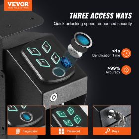 VEVOR Mounted Gun Safe for Pistols, Biometric Gun Safe with Three Quick Access Ways of Fingerprints, Passwords and Keys