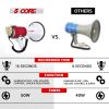 5 Core Megaphone Bullhorn Speaker 50W Bull Horn Professional Cheer Megafono 1200 Feet Range Loudspeaker W Siren Recording Ergonomic Handle for Coaches