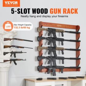 VEVOR Gun Rack, Wood Gun Rack Wall Mount, Gun Display Rack holds 5 Rifles, Shotguns