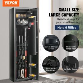 VEVOR 6 Gun Safe, Gun Security Cabinet with Fingerprint & Digital Keypad Lock