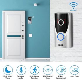 WiFi Video Doorbell Wireless Door Bell 720P HD WiFi Security Camera with Two-way Talk PIR Motion