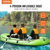 VEVOR Inflatable Boat, 4-Person Inflatable Fishing Boat, Strong PVC Portable Boat Raft Kayak, 45.6" Aluminum Oars, High-Output Pump