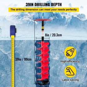 VEVOR Ice Drill Auger, 8" Diameter Nylon Ice Auger, 39" Length Ice Auger Bit,Auger Drill with 11.8" Extension Rod,Auger Bit w/Drill Adapter