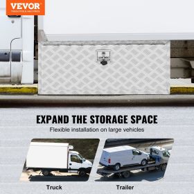 VEVOR Underbody Truck Box, 36"×17"×18" Pickup Storage Box, Heavy Duty Aluminum Diamond Plate Tool Box with Lock and Keys