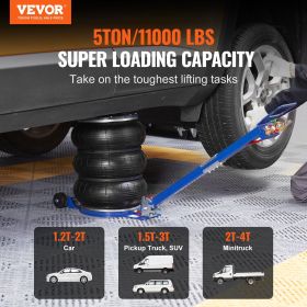 VEVOR Air Jack, 5 Ton/11000 lbs Triple Bag Air Jack, Airbag Jack with Six Steel Pipes, Lift up to 18.5 inch/470 mm, 3-5 s Fast Lifting Pneumatic Jack