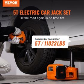 VEVOR Electric Car Jack, 5 Ton/11023 LBS Hydraulic Jack with Electric Impact Wrench, Portable Car Lift with Built-in Inflatable Pump