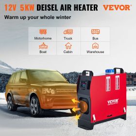 VEVOR 5KW Diesel Air Heater All in One 12V Diesel Parking Heater Silencer 5000W Diesel Heater Remote Control with LCD Switch for RV Motorhome Bus and