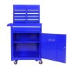 Detachable 5 Drawer Tool Chest with Bottom Cabinet and One Adjustable Shelf--Blue