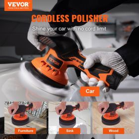 VEVOR Car Polisher Buffer Cordless Dual Action Polishing Machine 6" 2PCS Battery