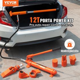 VEVOR 12 Ton Porta Power Kit, Hydraulic Ram with Pump with 4.6 ft/1.4 m Oil Hose, Portable Hydraulic Jack with Storage Case for Automotive, Garage