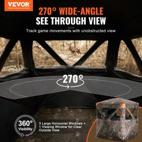 VEVOR Hunting Blind, 270° See Through Ground Blind, 1-2 Person Pop Up Deer Blind for Hunting with Carrying Bag, Portable Resilient Hunting Tent