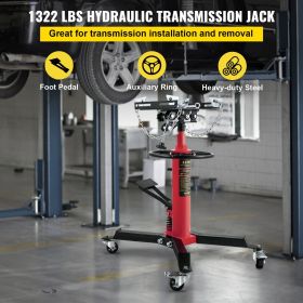 VEVOR Transmission Jack,3/5 Ton/1322 lbs Capacity Hydraulic Telescopic Transmission Jack, 2-Stage Floor Jack Stand with Foot Pedal, 360° Swivel Wheel