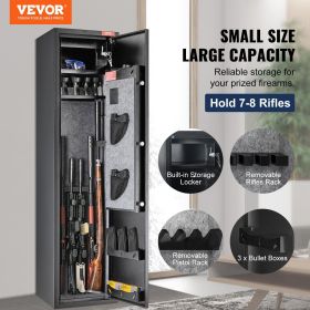 VEVOR 6 Rifles Gun Safe, Rifle Safe with Fingerprint & Digital Keypad Lock, Gun Storage Cabinet for Shotguns with Built-in Storage Locker