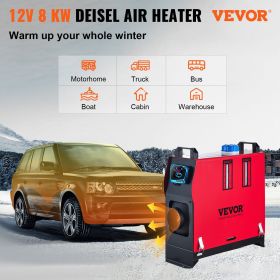 VEVOR 8KW Diesel Air Heater All in One 1 Air Outlet Diesel Heater 12V Remote Control Parking Heater Silencer with Blue LCD Switch for RV Trucks Bus an