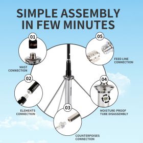 FMUSER GP100 FM Transmitter Antenna Outdoor;  1/4 Wave Professional GP Antenna for 87-108mhz 0.5w-100w FM Broadcast Transmitter;  Waterproof FM Antenn