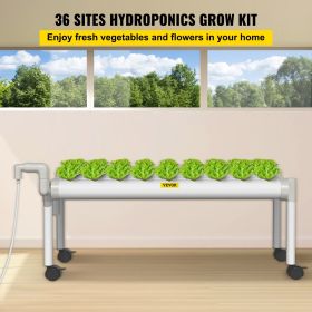 VEVOR Hydroponics Growing System, 36 Sites 4 Food-Grade PVC-U Pipes, 1 Layer Indoor Planting Kit with Water Pump, Timer, Nest Basket