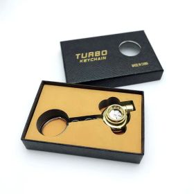 Automotive Turbine Keychain Metal Creative Luminous LED (Color: Boxed gold)