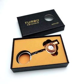 Automotive Turbine Keychain Metal Creative Luminous LED (Color: Boxed orange)