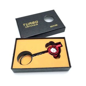 Automotive Turbine Keychain Metal Creative Luminous LED (Color: Boxed red)