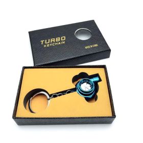 Automotive Turbine Keychain Metal Creative Luminous LED (Color: Boxed blue)