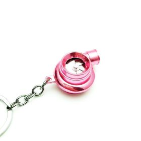 Automotive Turbine Keychain Metal Creative Luminous LED (Color: Bagged pink)