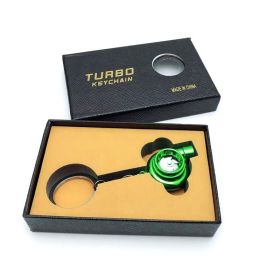 Automotive Turbine Keychain Metal Creative Luminous LED (Color: Boxed green)