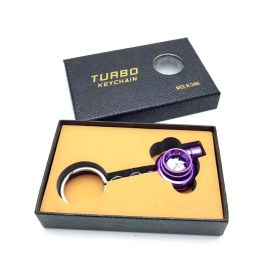 Automotive Turbine Keychain Metal Creative Luminous LED (Color: Boxed purple)