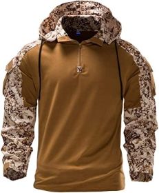 Men's Camouflage Army Tactical T-Shirts Military Shirts Long Sleeve Outdoor T-Shirts Athletic Hoodies (Specification: Brown-L)