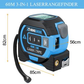 3 In 1 Laser Tape Measure Rangefinder 5m Tape Ruler Infrared High-precision Intelligent Electronic Ruler Building Distance Meter (Ships From: China, Color: 3 In 1 Laser- 60m2)