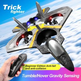 4DRC V17 Remote Control Plane RC Airplanes 2.4GHz 6CH EPP RC Plane 4 Motor RC Aircraft Toys for Adult Kids with Function Gravity Sensing Stunt Roll Co (Color: Grey +4 battery)