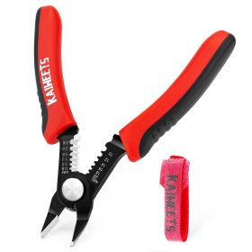 Electrician 6-inch Flush Pliers Wire Stripping Cable Tool Multifunctional Wire Cutters W/ TPR Handle (Type: 6-inch Flush Pliers Wire, Color: Red & Black)