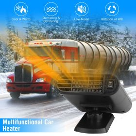 24V 150W Portable Car Heater Heating Fan 2 in 1 Defroster Defogger Demister Windshield Heater Automotive Cooling Fan with 360°Rotating Base (Voltage: 12V)