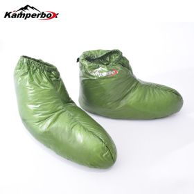 Kamperbox Down Slippers Down Socks Camping Down Booties for Sleeping Bag Camping AQ3 (Colour: Lowsocks Green)