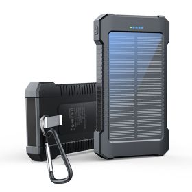 Solar-Powered Portable Charger With Built-In Light, Featuring An 8000mAh High-Capacity Battery Pack, Capable Of Solar Charging And Illumination (Colour: black)