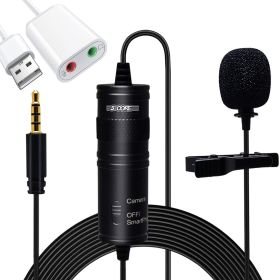 5 Core Professional Omnidirectional Lavalier Microphone 3.5mm Clip-On Lapel Mic for Smartphone DSLR Camera PC Interview Video Camcorders Audio Recorde (size: Condenser Mic +USB-Adapter)