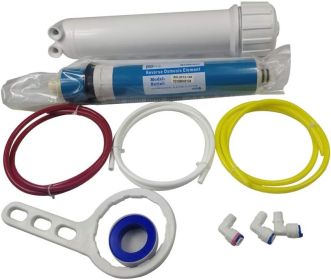 HUINING Reverse Osmosis Membrane 50/75/100/150/400/500GPD and RO Membrane Housing Kit with Quick Connector,Check Valve,Water Pipe (Style: 100GPD SET)