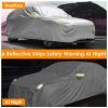 Full Coverage Car Cover Waterproof UV Protection Automotive Cover Outdoor Universal Car Cover with Reflective Strips Installation Straps Buckle